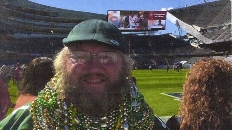Beckman was allowed on the field at a Bears game previously. He submitted this image as part of his lawsuit.
